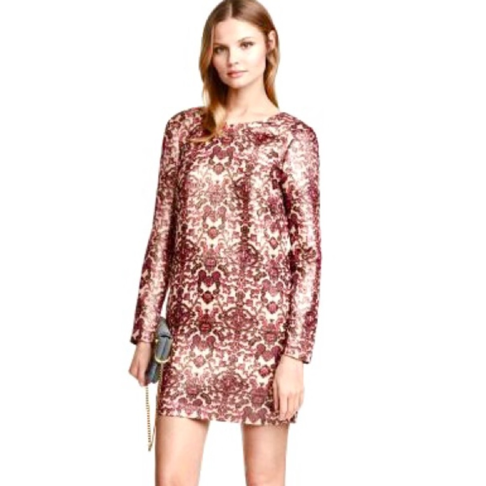 H&M Metallic Paisley Shift Dress